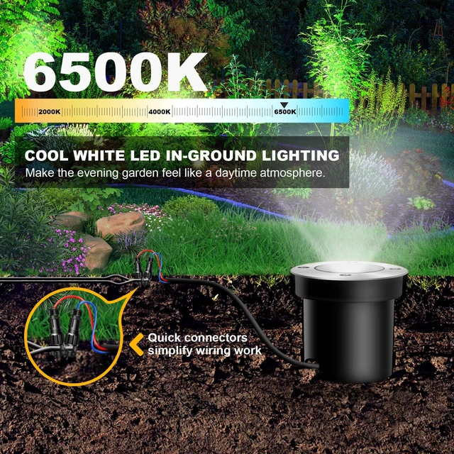 Alt view image 2 of 7 - ALEDECO 4Pack 3W Low Voltage Landscape Lights with Connectors 12-24V LED In-Ground Lights IP67 Waterproof Garden Lighting 6500K Outdoor Well Light for Yard Pathway Driveway Deck (Cool White)