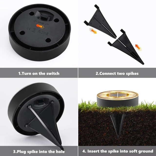 Alt view image 5 of 7 - Joomer 16 Pack 3.4inch Solar Ground Lights Outdoor Waterproof, Warm White | 8LED Solar Powered Garden Lights Disc Landscape Pathway Lights for Patio Lawn Yard Driveway Walkway