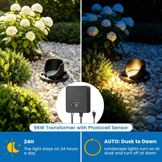 Alt view image 4 of 7 - MEIHUA Low Voltage Landscape Lighting LED Well Lights, 12W In-Ground Lights | IP67 Waterproof Outdoor Landscape Lights with Transformer 49FT Wire and Connectors, 2700K for Pathway Garden Yard, 6 Pack