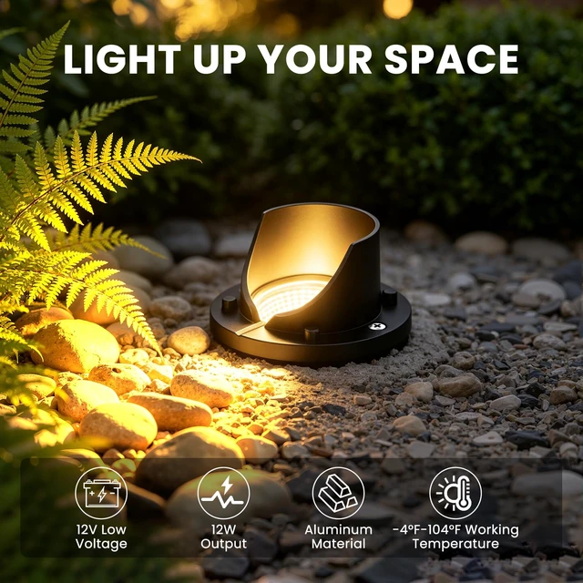 Alt view image 3 of 7 - MEIHUA Low Voltage Landscape Lighting LED Well Lights, 12W In-Ground Lights | IP67 Waterproof Outdoor Landscape Lights with Transformer 49FT Wire and Connectors, 2700K for Pathway Garden Yard, 6 Pack