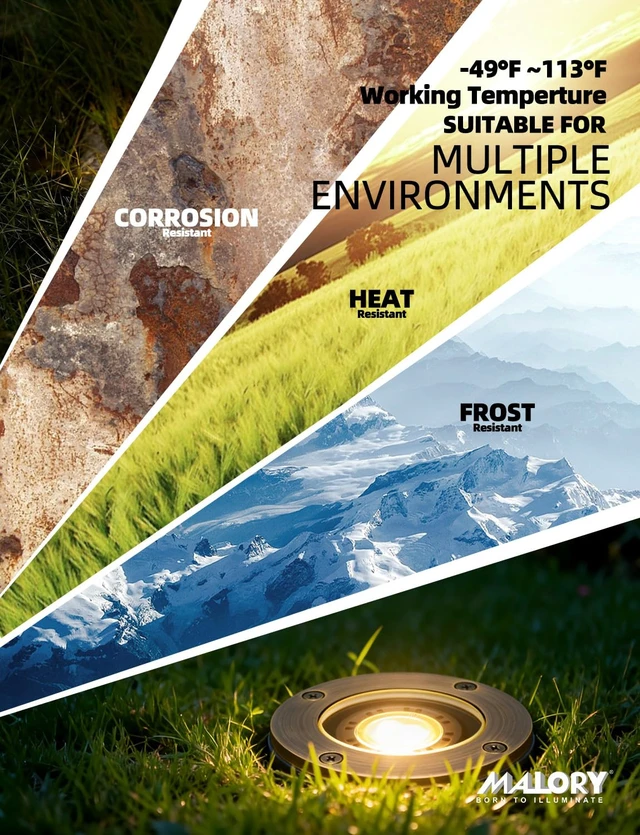 Alt view image 6 of 7 - MALORY Low Voltage Landscape Well Lights, (99 mm) Brass Housing 1Pack | 12V Outdoor In Ground Lights,Waterproof Uplight, With PVC Sleeve, 7W MR16 Bulb ,for Landscaping,Pathway, Driveway,Garden