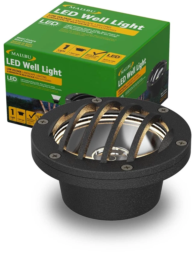 Main image of Malibu Low Voltage Well Lights 4W LED Outdoor Landscape Deck Lights 12V Well Light 200Lumen in-Ground Light 2800K Warm White with Connector & Stake for Step Tree Patio Yard Garden 1Pack 8401-3500-01