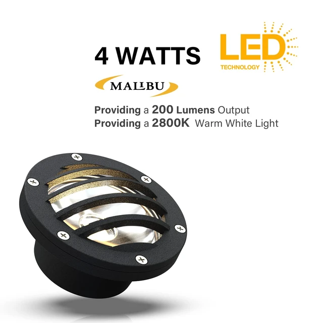 Alt view image 2 of 7 - Malibu Low Voltage Well Lights 4W LED Outdoor Landscape Deck Lights 12V Well Light 200Lumen in-Ground Light 2800K Warm White with Connector & Stake for Step Tree Patio Yard Garden 1Pack 8401-3500-01