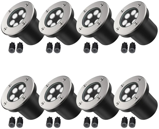 Main image of JESLED 8 Pack Low Voltage Landscape Lights, 6000K LED Well Lights | 6W In-Ground Lights, IP67 Waterproof, 90° Wide Beam, 5-Ton Load Resistant for Driveway Yard Patio Deck Garden