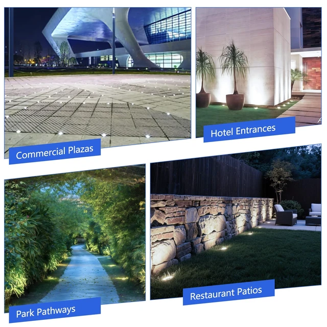 Alt view image 7 of 7 - JESLED 8 Pack Low Voltage Landscape Lights, 6000K LED Well Lights | 6W In-Ground Lights, IP67 Waterproof, 90° Wide Beam, 5-Ton Load Resistant for Driveway Yard Patio Deck Garden