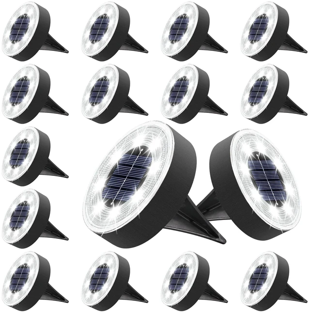 Main image of Joomer 16 Pack 3.4inch Solar Ground Lights Outdoor Waterproof, White | 8LED Solar Powered Garden Lights Disc Landscape Pathway Lights for Patio Lawn Yard Driveway Walkway