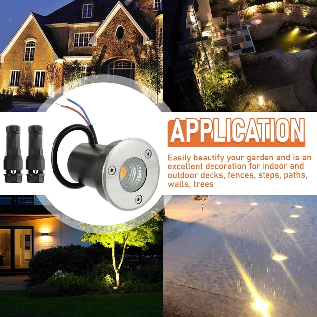 Alt view image 7 of 7 - JAMHER 2 Pack Low Voltage Landscape Lights with Connectors,Warm White | Well Lights,In Ground Lights,Outdoor Landscape Lighting,12-24V,IP67 Waterproof,for Garden Yard Driveway Deck Step Up Light