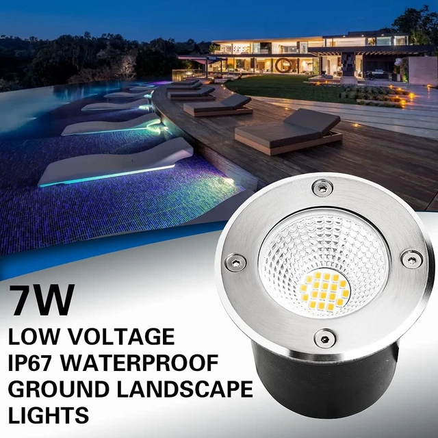 Alt view image 2 of 7 - ELEGLO 7W Led Landscape Well Lights, Low Voltage Landscape Ground Lights,12V/24V Landscape Lighting,IP67 Waterproof Outdoor InGround Lights for Garden Tree Uplights,Deck,Yard,Patio 6Pack(Warm White)