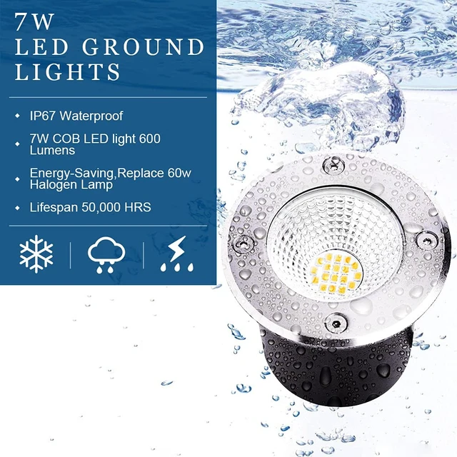 Alt view image 5 of 7 - ELEGLO 7W Led Landscape Well Lights, Low Voltage Landscape Ground Lights,12V/24V Landscape Lighting,IP67 Waterproof Outdoor InGround Lights for Garden Tree Uplights,Deck,Yard,Patio 6Pack(Warm White)