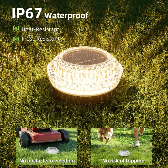 Alt view image 4 of 7 - JOFIOS Mini Solar Ground Lights Outdoor,Flat Solar Pathway Lights 12 Pack | IP67 Waterproof Solar Powered Deck Lights,Landscape Lighting for Garden Yard Walkway Patio Driveway Small,Warm White