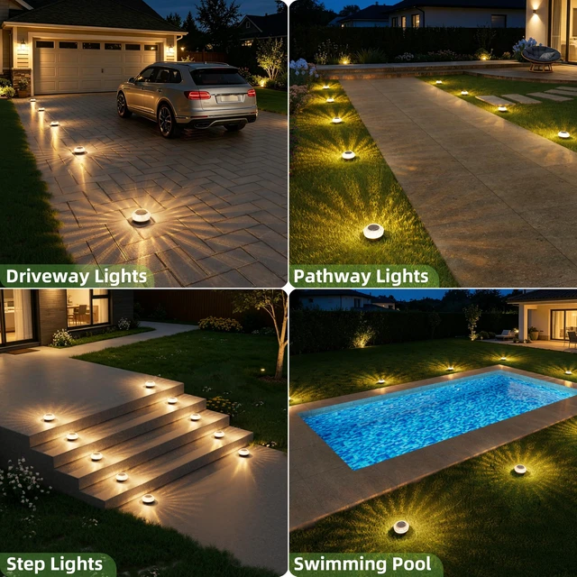 Alt view image 7 of 7 - JOFIOS Mini Solar Ground Lights Outdoor,Flat Solar Pathway Lights 12 Pack | IP67 Waterproof Solar Powered Deck Lights,Landscape Lighting for Garden Yard Walkway Patio Driveway Small,Warm White