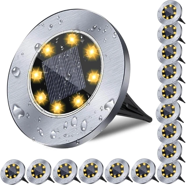 Main image of 4.6 Inch Diameter Solar Ground Lights, Waterproof Solar Garden Lights, Outdoor Garden Waterproof Bright in-Ground Light, Landscape Lighting for Pathway,Yard,Lawn,Patio,Walkway (16 Pack Warm Light)
