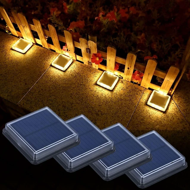 Main image of Lacasa Solar Deck Lights, 4 Pack Warm White Outdoor In-Ground Driveway Walkway Dock, IP68 Waterproof Solar Powered Stair Step Pathway Fence Auto On/Off LED for Garden Yard Patio