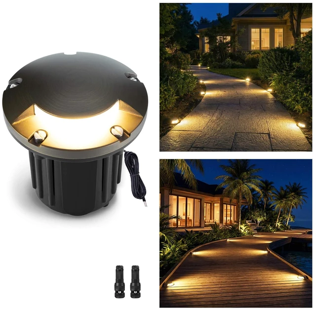 Main image of Gardenreet Brass Well Light - 12V Waterproof Outdoor In-Ground Landscape Lighting, LED Replaceable Bulb Ip65 Low Voltage Fixture, Antique Bronze for Pathway Floor Garden Without MR16 Bulb