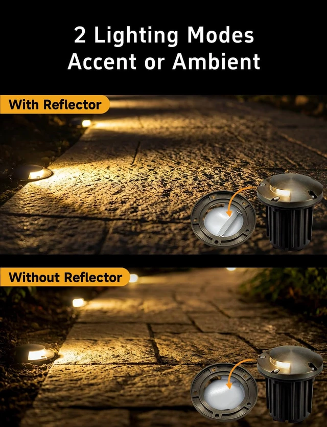 Alt view image 4 of 7 - Gardenreet In Ground Well Light - Brass 12V Ip65 Waterproof Outdoor Landscape Lighting, Low Voltage LED In-Grade Turret Top Light, Antique Bronze for Walkway Patio Deck with 2700K Warm White MR16 Bulb