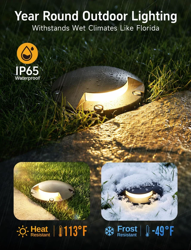 Alt view image 5 of 7 - Gardenreet In Ground Well Light - Brass 12V Ip65 Waterproof Outdoor Landscape Lighting, Low Voltage LED In-Grade Turret Top Light, Antique Bronze for Walkway Patio Deck with 2700K Warm White MR16 Bulb