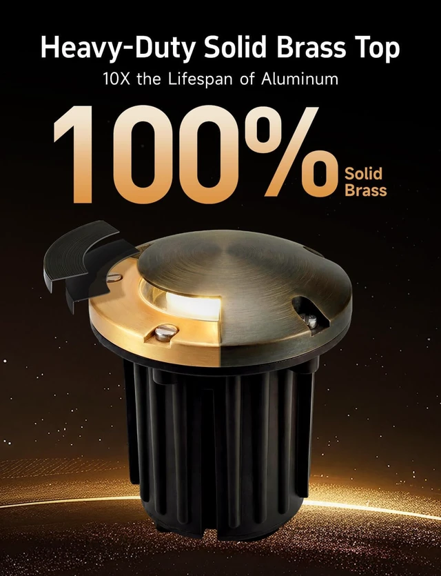 Alt view image 3 of 7 - Gardenreet In Ground Well Light - Brass 12V Ip65 Waterproof Outdoor Landscape Lighting, Low Voltage LED In-Grade Turret Top Light, Antique Bronze for Walkway Patio Deck with 2700K Warm White MR16 Bulb