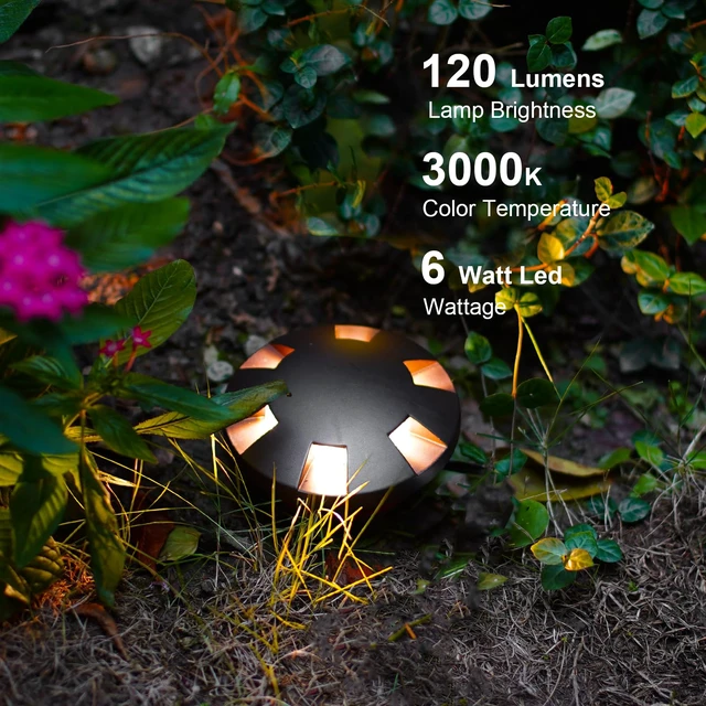 Alt view image 2 of 7 - GOODSMANN Landscape Lighting 2PK Low Voltage Well Lights 6 Watt LED 120 Lumen 12V AC In-Ground Lights 3000K Warm White with Cable Connectors (2 Pack)