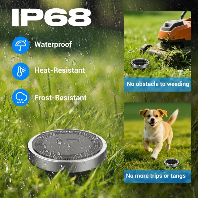 Alt view image 3 of 7 - Peasur Solar Ground Lights Outdoor, 12 Pack Flat Solar Powered Disc Lights, IP68 Waterproof, Anti-Rust, Landscape Lighting for Pathway Garden Yard Lawn Walkway Landscape Driveway, Green