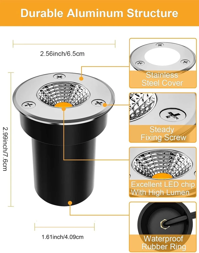 Alt view image 4 of 7 - ZUCKEO Low Voltage Landscape Lighting LED Well Lights 3W 12V-24V in Ground Light IP67 Waterproof Outdoor Low Voltage Landscape Lights for Floor Driveway Deck Step Garden (8 Pack Warm White)