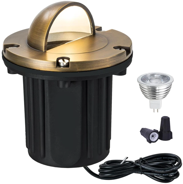 Main image of LumStory Brass Well Lights Landscape LED In Ground Lights Outdoor Low Voltage Landscape Lighting 12V Up Lights for Tree, Pathway and Garden, with MR16 GU5.3 Bulb 5W 3000K Warm White (Beacon Top)