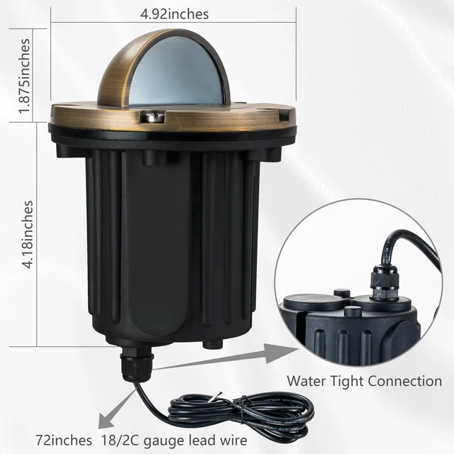 Alt view image 2 of 7 - LumStory Brass Well Lights Landscape LED In Ground Lights Outdoor Low Voltage Landscape Lighting 12V Up Lights for Tree, Pathway and Garden, with MR16 GU5.3 Bulb 5W 3000K Warm White (Beacon Top)