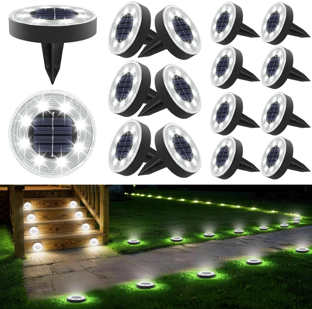 Main image of Joomer 16 Pack 2.9inch Solar Ground Lights Outdoor, White | 2-in-1 8LED Solar Disc Lights Pathway Landscape Lighting Waterproof for Garden Patio Lawn Yard Driveway Walkway Deck Step
