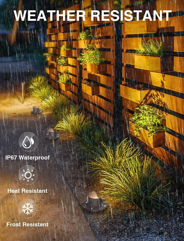 Alt view image 4 of 7 - SUNVIE 6-Pack 12W 3000K LED Low Voltage Landscape Well Lights, Shield Top | 12-24V AC/DC, Waterproof, Anti-Glare, Die-Cast Aluminum In-Ground Lights for Pathway Garden Yard, Connectors Included