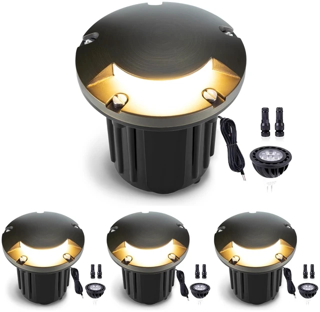 Main image of Gardenreet Well Lights Landscape LED - Brass Low Voltage Replaceable Bulb Ip65 In-Ground Lighting, 12V Wired Directional Fixture, Antique Bronze for Patio Yard Lawn with 5000K Daylight White MR16 Bulb