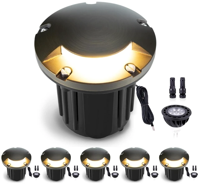 Main image of Gardenreet Outdoor Well Lights Low Voltage - Solid Brass 12V All Weather Ip65 Inground Lighting, LED Fixture, Antique Bronze for House Garden Path with 4000K Neutral White MR16 Bulb