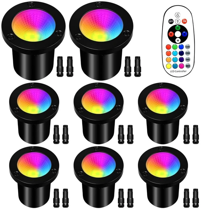 Main image of AOAXL Low Voltage Landscape Lights, RGB Landscape Lights with Color Changing, 12V-24V Waterproof Outdoor In-Ground Lights for Yard Garden Pathway Christmas (8 Pack)
