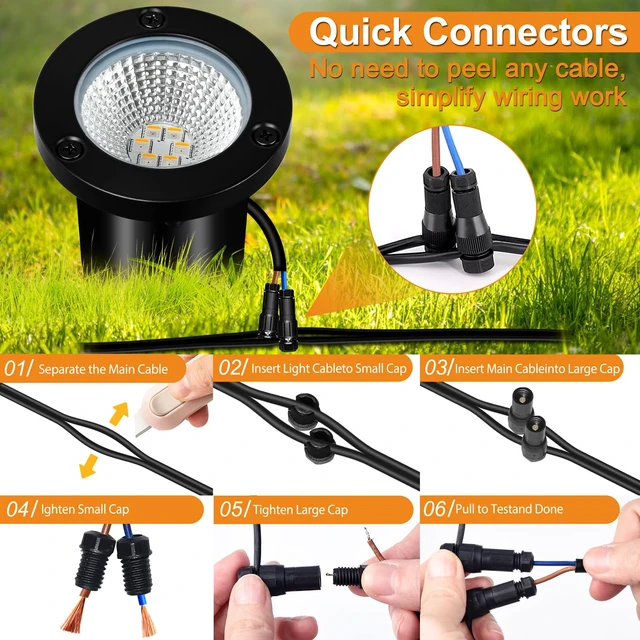 Alt view image 5 of 7 - AOAXL Low Voltage Landscape Lights, RGB Landscape Lights with Color Changing, 12V-24V Waterproof Outdoor In-Ground Lights for Yard Garden Pathway Christmas (8 Pack)