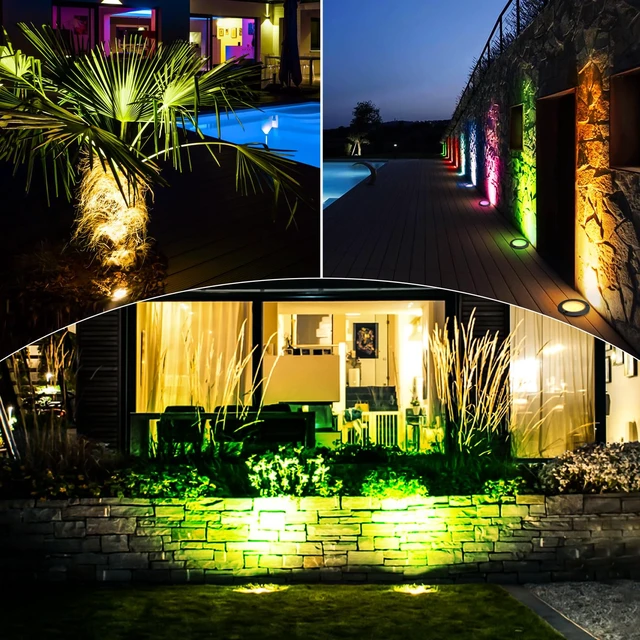 Alt view image 7 of 7 - AOAXL Low Voltage Landscape Lights, RGB Landscape Lights with Color Changing, 12V-24V Waterproof Outdoor In-Ground Lights for Yard Garden Pathway Christmas (8 Pack)