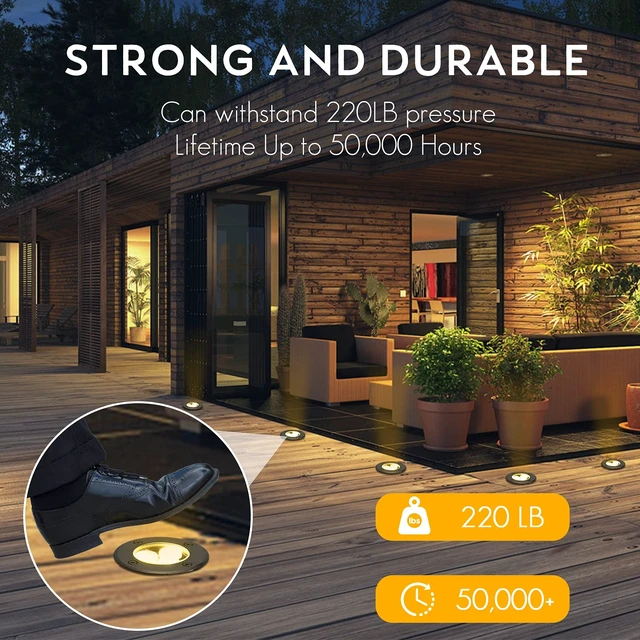 Alt view image 5 of 6 - ACHENGE Low Voltage In-ground Light LED Well Lights Landscape Lighting 3W 12V 24V Outdoor Landscape Light Waterproof IP67 Pathway Driveway Deck Step Fence Garden Lights (Warm White)