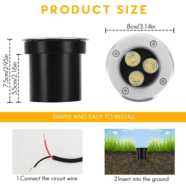 Alt view image 2 of 6 - ACHENGE Low Voltage Landscape Lighting In-ground Light LED Well Lights 3W 12V 24V Outdoor Landscape Light Waterproof IP67 Pathway Driveway Deck Step Fence Garden Lights