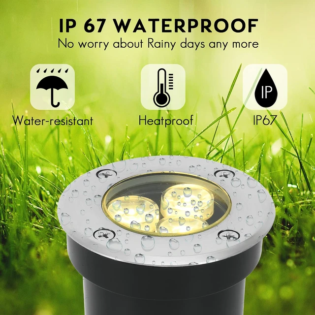 Alt view image 4 of 6 - ACHENGE Low Voltage In-ground Light LED Well Lights Landscape Lighting 3W 12V 24V Outdoor Landscape Light Waterproof IP67 Pathway Driveway Deck Step Fence Garden Lights (Warm White)