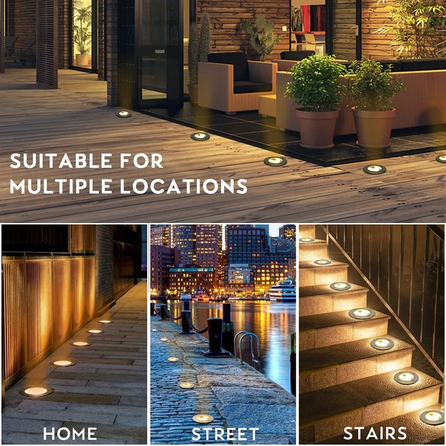 Alt view image 6 of 6 - ACHENGE Low Voltage In-ground Light LED Well Lights Landscape Lighting 3W 12V 24V Outdoor Landscape Light Waterproof IP67 Pathway Driveway Deck Step Fence Garden Lights (Warm White)
