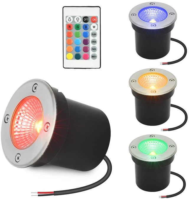 Main image of ACHENGE Low Voltage In-ground Light LED Well Lights Color Change Landscape Lighting 3W 12V Outdoor Landscape Light RGB Waterproof IP67 Pathway Driveway Fence Garden Lights (Multi-Colored)