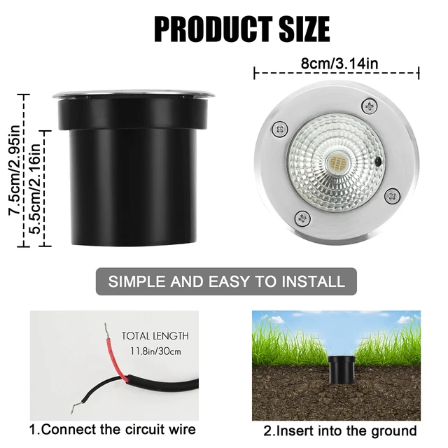 Alt view image 2 of 7 - ACHENGE Low Voltage In-ground Light LED Well Lights Color Change Landscape Lighting 3W 12V Outdoor Landscape Light RGB Waterproof IP67 Pathway Driveway Fence Garden Lights (Multi-Colored)