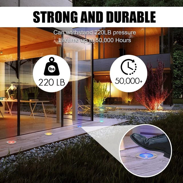 Alt view image 4 of 7 - ACHENGE Low Voltage In-ground Light LED Well Lights Color Change Landscape Lighting 3W 12V Outdoor Landscape Light RGB Waterproof IP67 Pathway Driveway Fence Garden Lights (Multi-Colored)