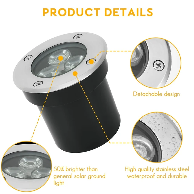 Alt view image 3 of 6 - ACHENGE Low Voltage Landscape Lighting In-ground Light LED Well Lights 3W 12V 24V Outdoor Landscape Light Waterproof IP67 Pathway Driveway Deck Step Fence Garden Lights