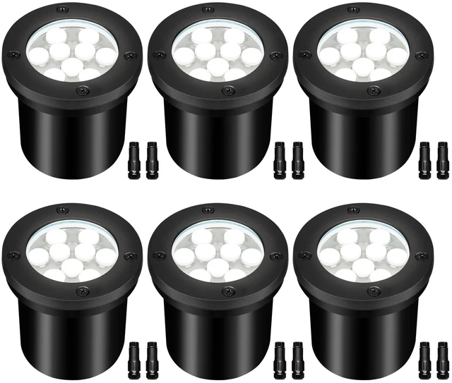 Main image of AOAXL 9W LED Low Voltage Landscape Lights, AC/DC 12-24V Outdoor Well Lights IP68 Waterproof 5500K Cool White In-Ground Lights for Yard Pathway Driveway Deck(6 Pack)
