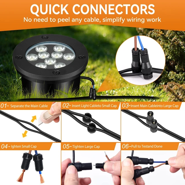 Alt view image 5 of 7 - AOAXL 9W LED Low Voltage Landscape Lights, AC/DC 12-24V Outdoor Well Lights IP68 Waterproof 5500K Cool White In-Ground Lights for Yard Pathway Driveway Deck(6 Pack)