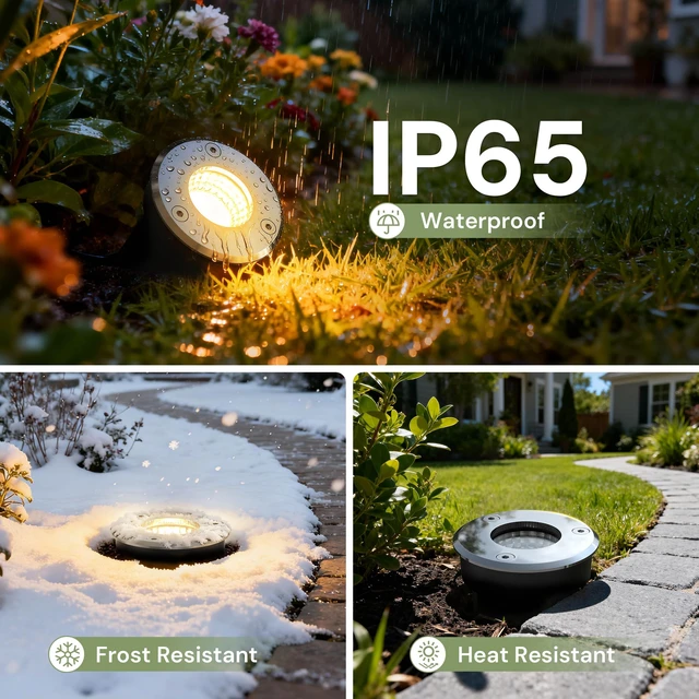 Alt view image 5 of 7 - LOHAS Low Voltage Landscape Well Lights, Outdoor Ground Lights Dusk to Dawn | Warm White & RGB In-Ground Well Lights, Color Changing Plug in Well Light for Yard Lawn Garden Driveway Walkway, IP65