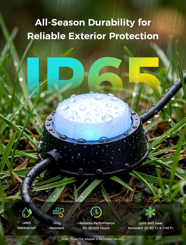 Alt view image 4 of 7 - CDN Smart Outdoor Ground Lights 16 Pack, 30FT RGBW Pathway Lights Wired | IP65 Waterproof, 111 Scene Modes, Music Sync, 2200K-6500K Tunable White, App & Remote Control, Alexa & Google Compatible