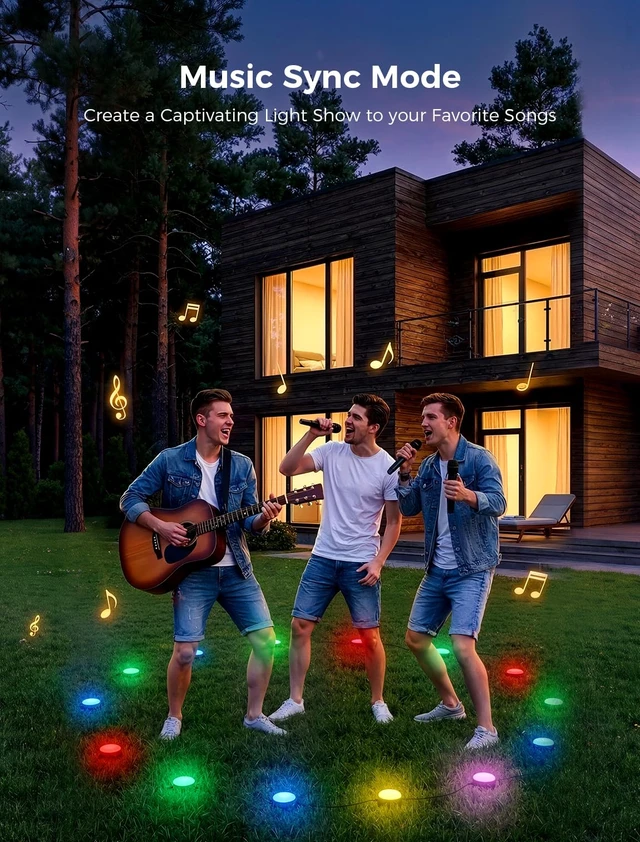 Alt view image 7 of 7 - CDN Smart Outdoor Ground Lights 16 Pack, 30FT RGBW Pathway Lights Wired | IP65 Waterproof, 111 Scene Modes, Music Sync, 2200K-6500K Tunable White, App & Remote Control, Alexa & Google Compatible