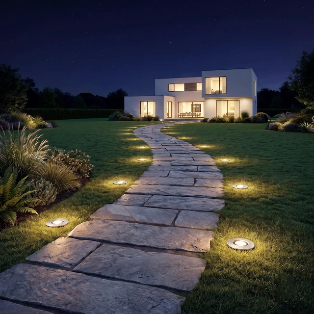 Alt view image 7 of 7 - LL LIGHTING LIVING 12V AC 7LM LED Low Voltage In Ground Lights 0.6W 6PK | 3200K Warm White LED Ground Spotlights 12V AC Aluminum Cover with Spike for Yard Garden