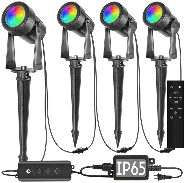 Main image of SUNTHIN 4 Pack Outdoor RGBW Landscape Lights, Color Changing Spot Uplights | Dusk to Dawn Sensor Controller with Remote, IP65 Waterproof Outdoor LED Yard Lights for Garden, Trees & Pathway