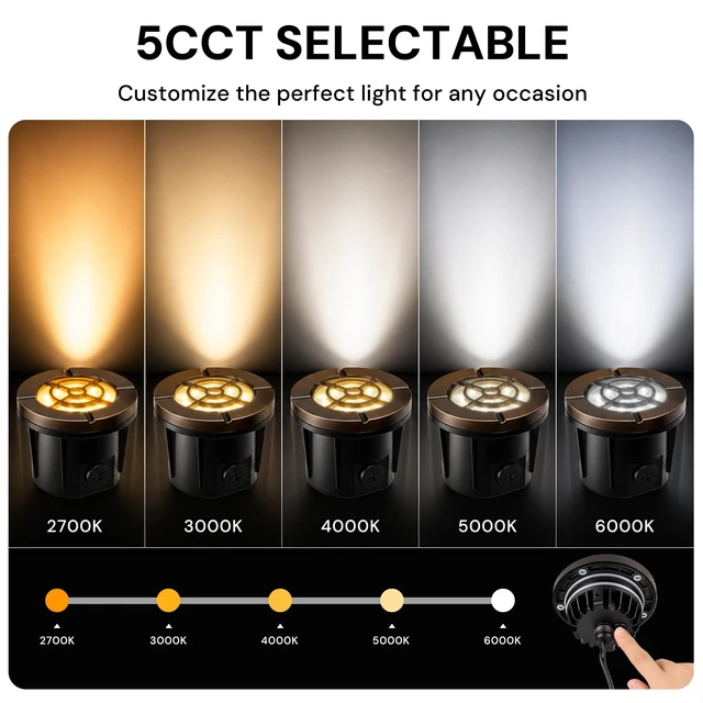 Alt view image 2 of 7 - LOHAS Brass Low Voltage Landscape Well Lights, Outdoor In Ground Lights | 5CCT In-Ground Well Lights, 12V LED Outdoor Landscape Well Light for Yard Lawn Garden Driveway Walkway, IP65, 4-Pack