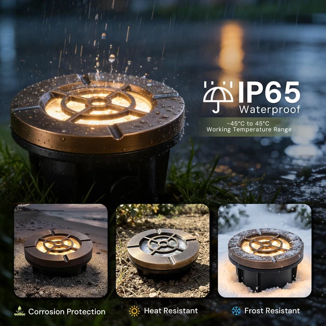 Alt view image 4 of 7 - LOHAS Brass Low Voltage Landscape Well Lights, Outdoor In Ground Lights | 5CCT In-Ground Well Lights, 12V LED Outdoor Landscape Well Light for Yard Lawn Garden Driveway Walkway, IP65, 4-Pack